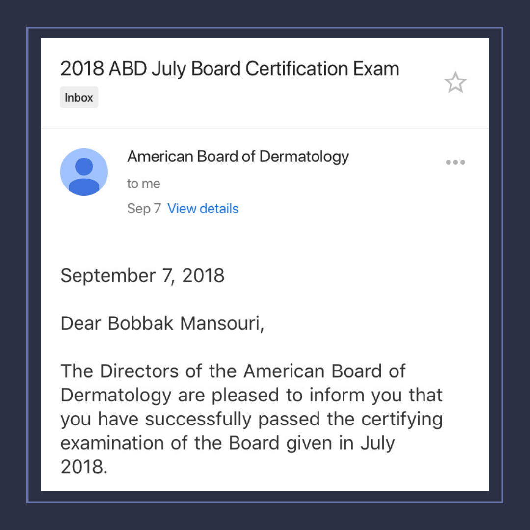 board certified dermatologist